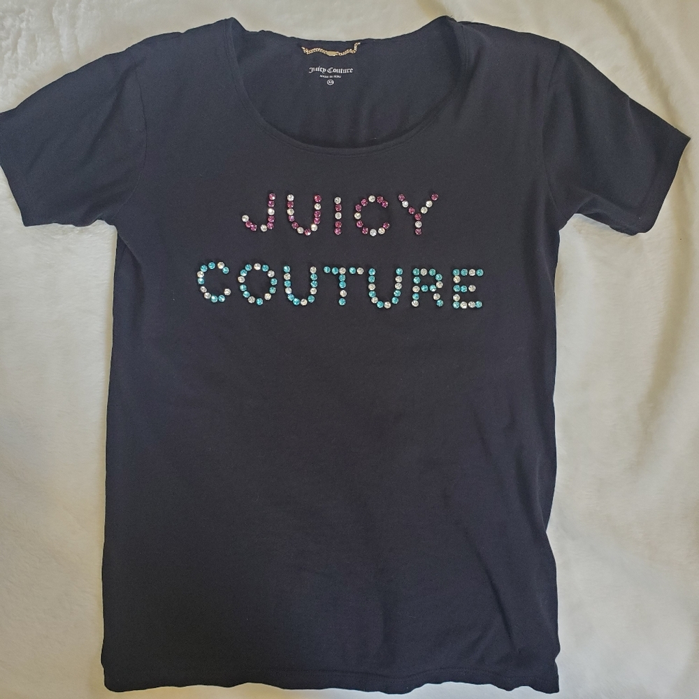 Vintage Juicy Couture Black T-Shirt Bling xs